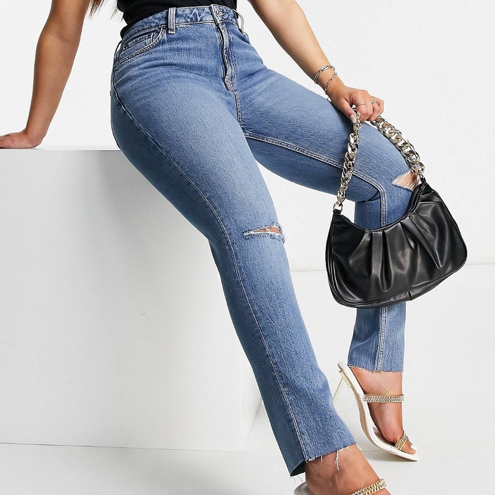 ASOS Design hourglass mid rise skinny with rips